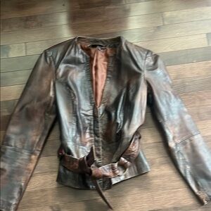 Zara Brown Leather Jacket size medium